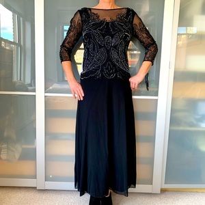 Beaded evening dress with iridescent sequins